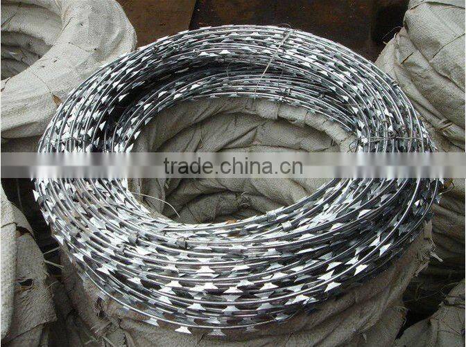 Galvanized fake concertina razor wire