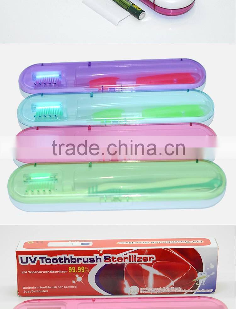 Portable personal uv toothbrush disinfector