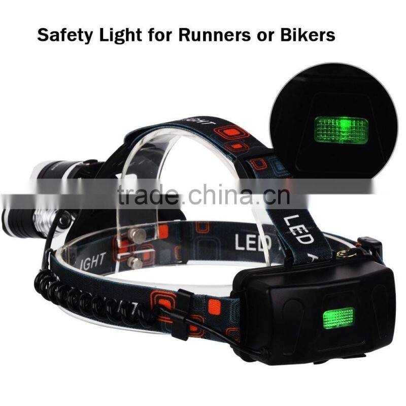 Rechargeable 5000 Lumen 3x CR EE XM-L T6 LED Headlamp,Flashlight Camping hunting Headlight,LED rechargeable high power Headlamp
