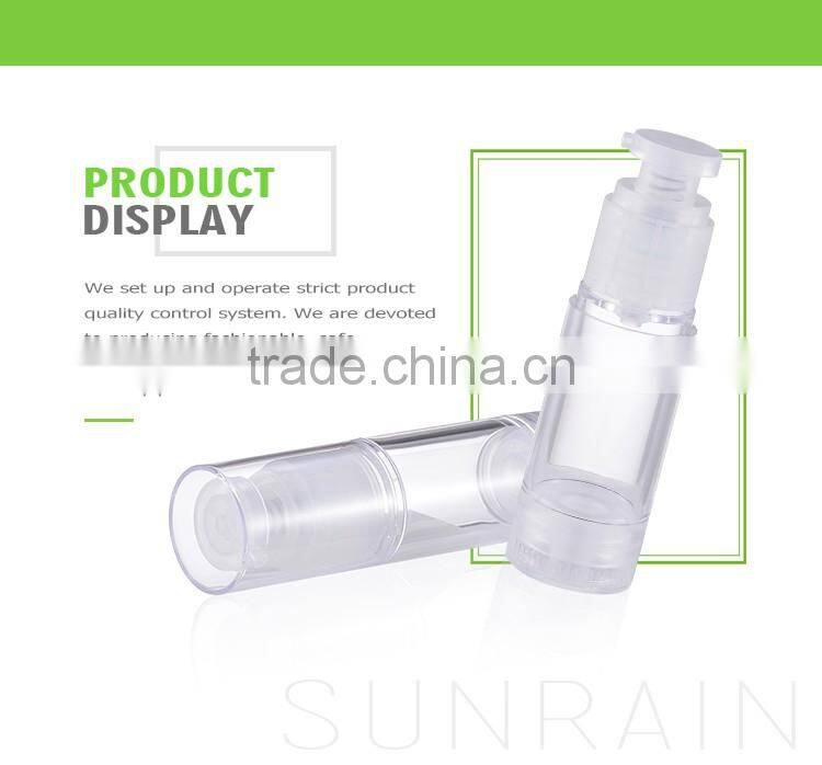 Professional spring outside empty silver cosmetic plastic airless bottle 50ml