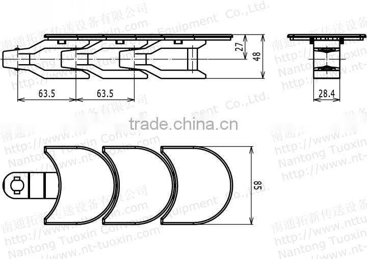 W1080SS Sideflex Top Plate Sushi Conveyor Chain