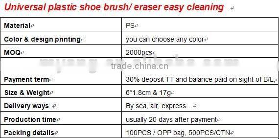 Universal plastic shoe brush/ eraser easy cleaning
