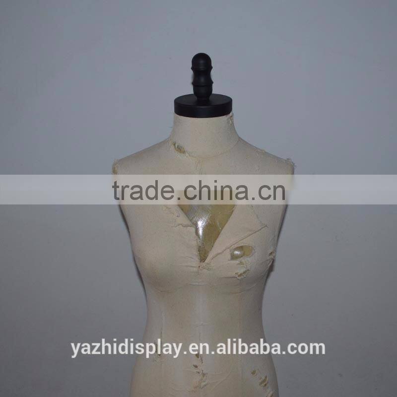 White Fabric dilapidated upper body retro woman mannequin display