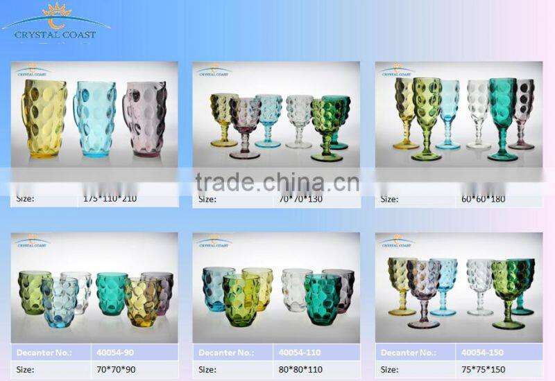 green blue set 6 bubble style vintage fine glass elegant stemware for Champagne or Cocktail