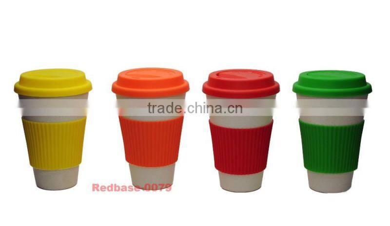bamboo fiber coffe cup plate fiber mug with green material