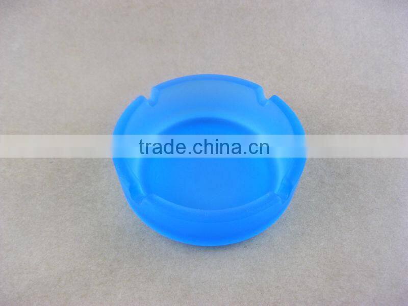 Frosted light blue glass ashtray