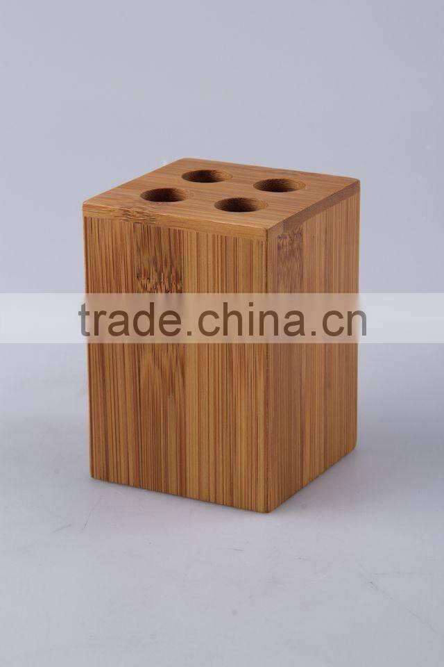 Square with 4 holes bamboo toothbrush holder