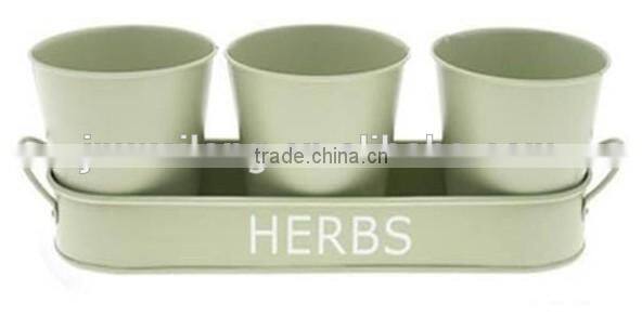 Set of 3 Planters Plant Pot Holders Small Bucket for Flower Pots With Tray