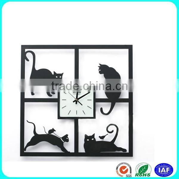wholesale fashion home goods digital acrylic cat decorated wall clock