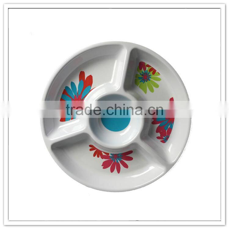 Factory directly round large Mexican serving melamine chip and dip dish