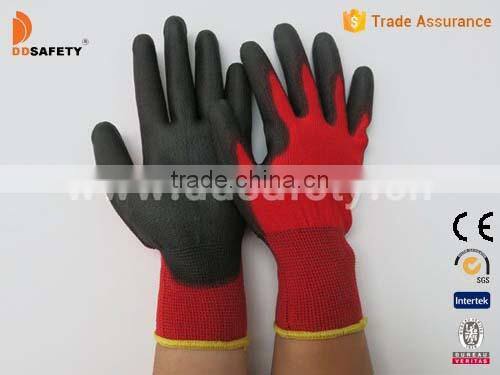 DDSAFETY Wholesale Cheap 13 Gauge Red Nylon Liner PU Gloves
