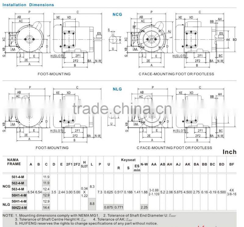Farm Duty Single phase CSA certificated 1.5HP 56 Frame NEMA Motor