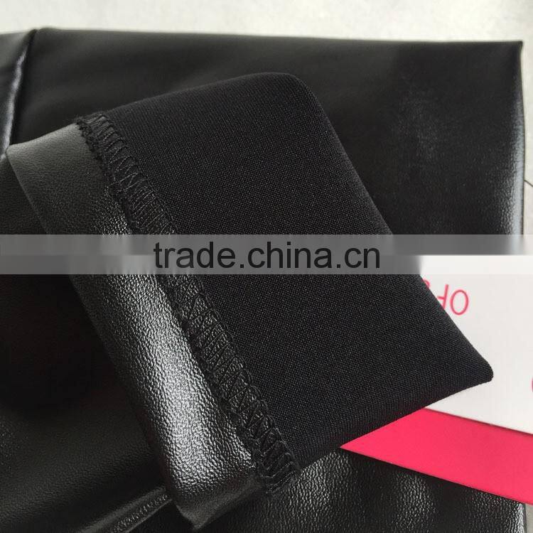 Autumn Womens PU Leather Pants High Elastic Waist Leggings Not Crack Slim Leather Leggings Fleece Trousers Women Plus Size