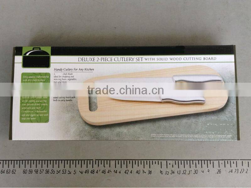 2PC cutlery set with solid wood cutting board