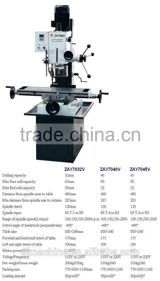 Drilling and Milling machine ZAY sery, with dia 20 25 32 40 45 50mm