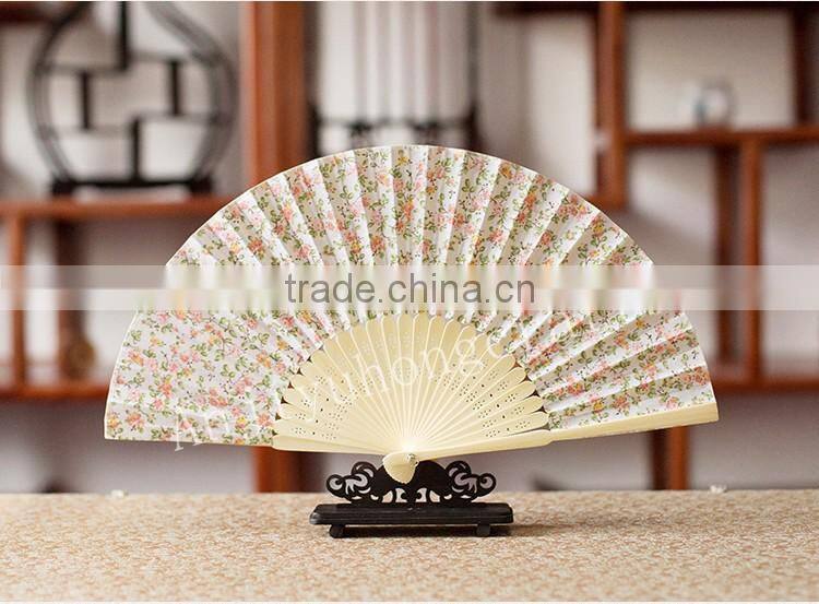 High quality and cheap bamboo fabric hand fans for wedding or festival gift