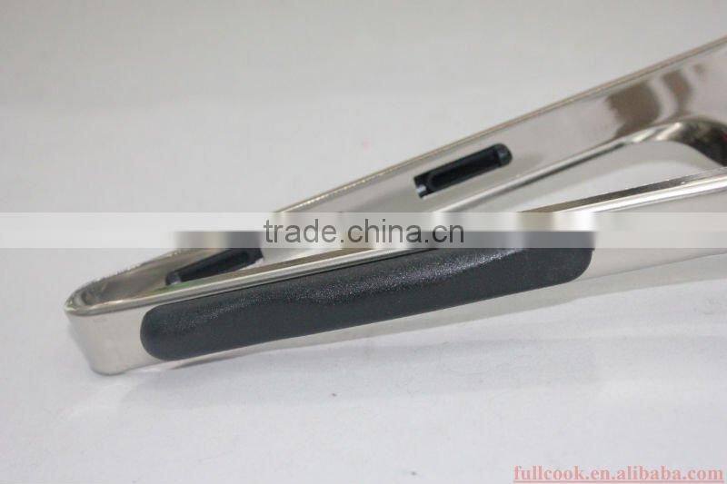 Stainless steel food tong w/skidproofed plastic handle