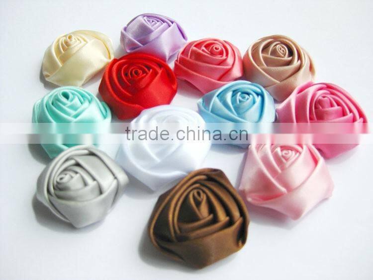 handmade satin rose flower headband for kids hair accessories