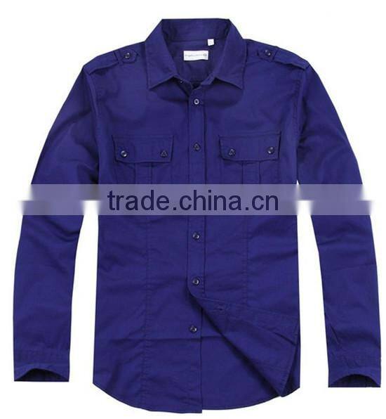Men's shirts with Epaulets cotton elastic slim fit fashion shirts for man