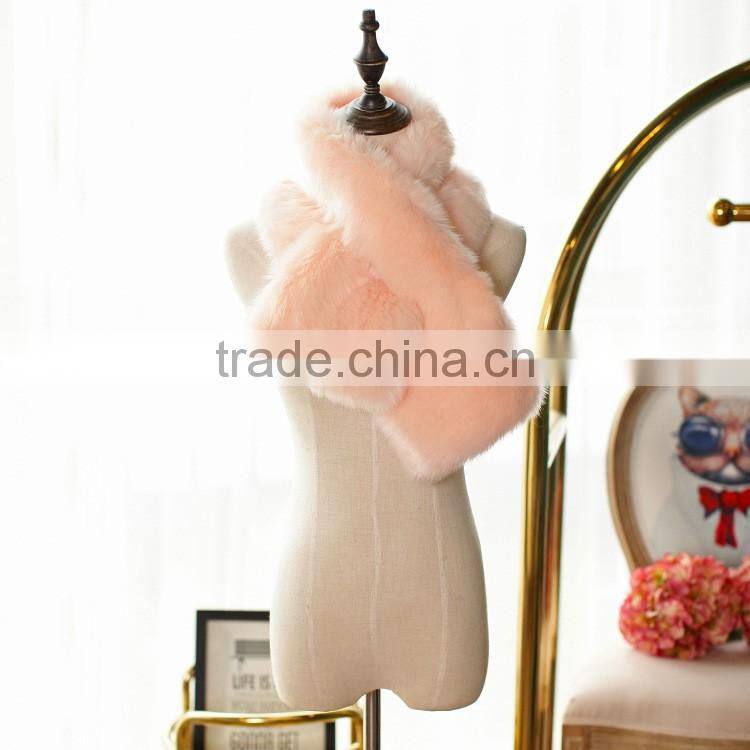 short colorful top grade Luxury vintage faux fox fur crossed scraf