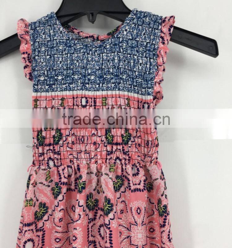 Girl stock floral sleeveless print long casual dress