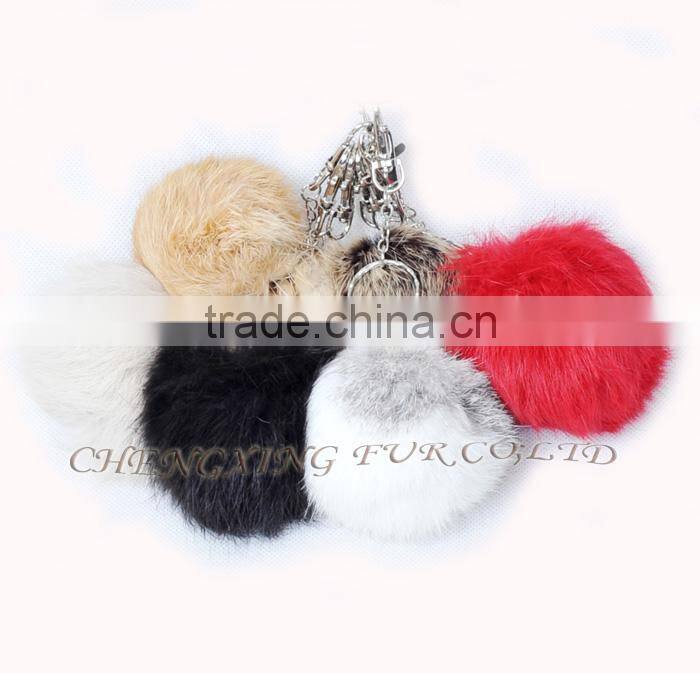 CX-R-36 Wholesale Fur Key Ring Real Rabbit Fur Balls