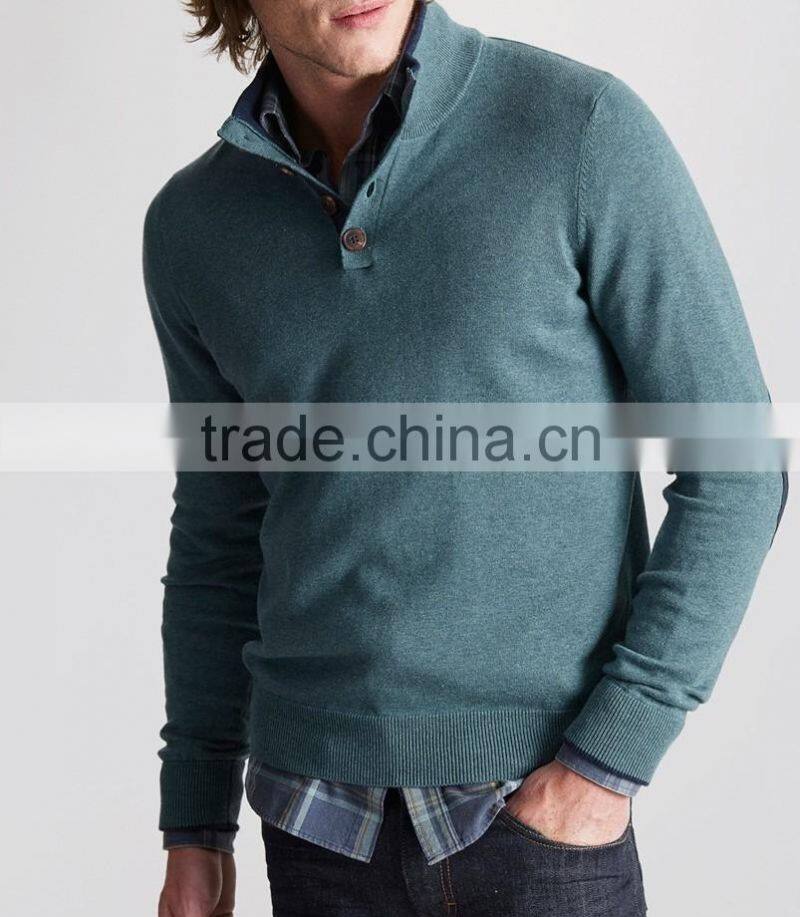 Wholesale Good Quality 100% Wool Sweater Design for Boys High Neck Navy Marl Sweater for Men(BKNM17)