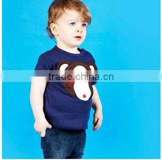 Chinese factory high class kids boy Cheeky Michael Monkey applique cotton t-shirts for baby tops