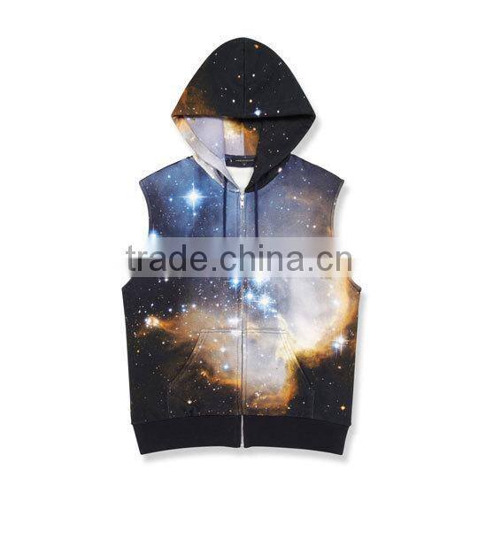 full sublimation hoodies galaxy print hoodies sleeveless hoodies for men