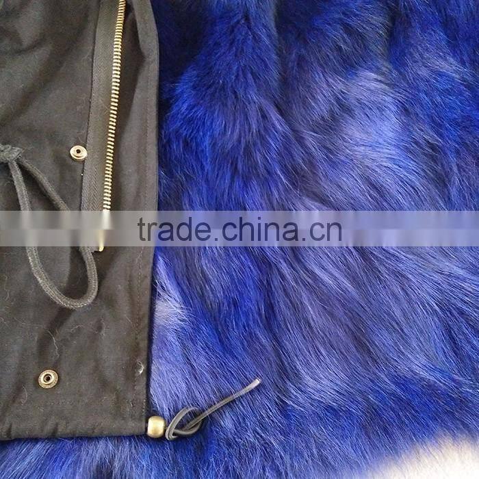 Myfur Army Green Fabric Parka with Fox Belly Fur Lining Winter Coat Wholesale