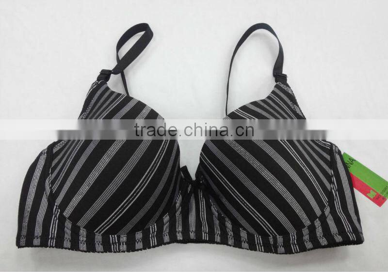 2014 Stylish hot sale stripe Yarn Dyed lady sexy bra in high quality
