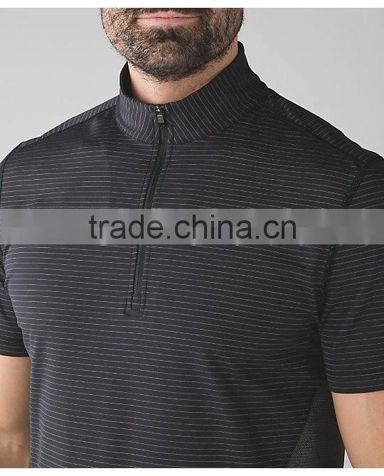 Classical Solid Color Contrast Piping 1/4 Zipped Pullover Sport Sweatshirt