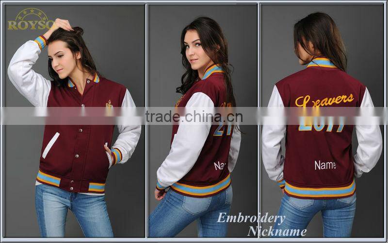 Customize Custom Made Women Ladies Winte Baseball College Cheap American High School Fashion Uniform Baseball Varsity Jacket