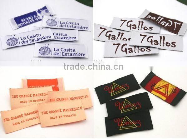Customized garment shoe labels/woven labels/printed clothing label/embroidered tag end fold WEF-001