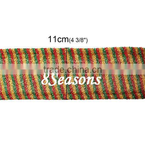 Multicolor Christmas Decoration Stripe Pattern Satin Ribbon 11.0cm