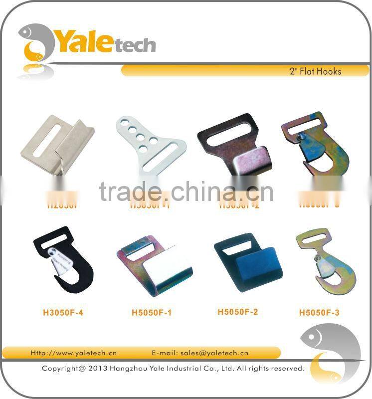 flat metal hook for 50mm cargo lashing belt(ratchet cargo strap)