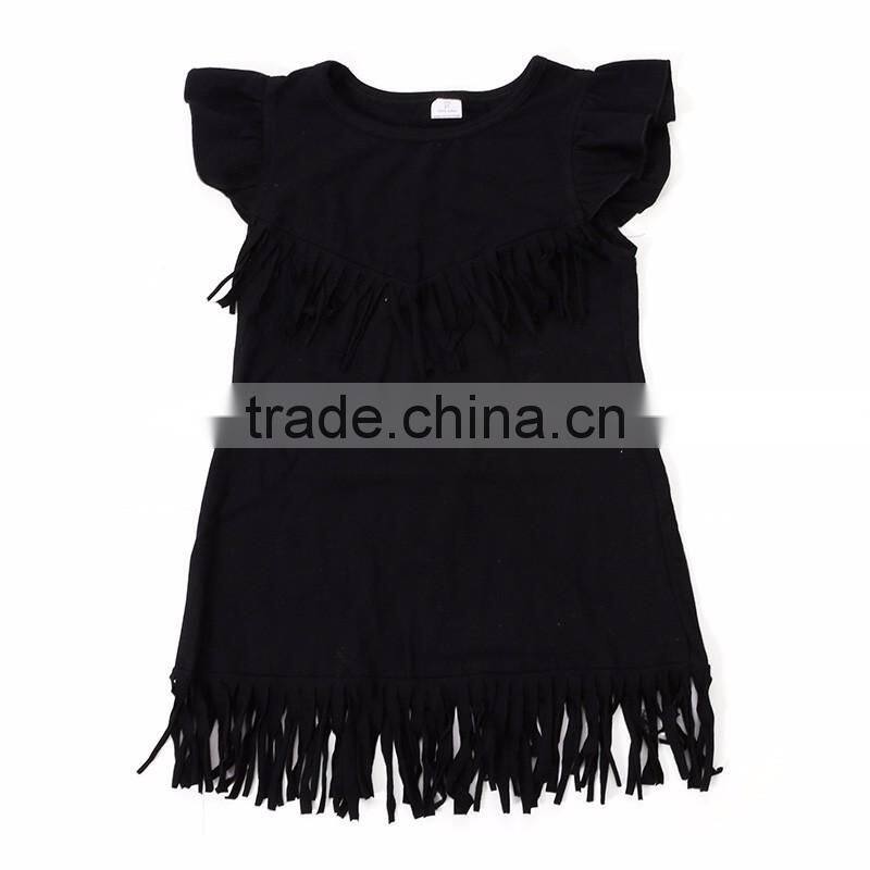 baby girls tassels cotton dress boutique all-match clothing kids wear fringe multi color mint M7031507