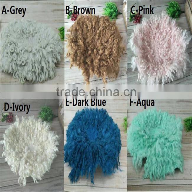 Felted wool layer backdrop newborn basket stuffer curly wool yarn background newborn photography props felted fur blanket