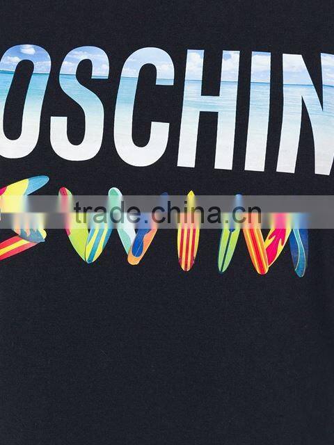 Custom Short Sleeve Cotton Black Printed t-Shirts For Women,Top Quality Silk Printing Womens Black T-Shirts Clothes