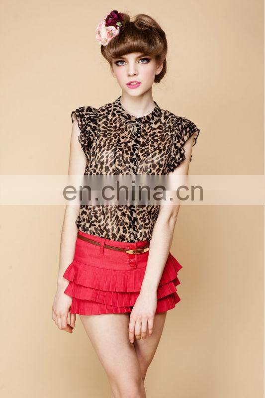 Japanese style characteristic layered ruffles jeans skirt shorts latest designs photos