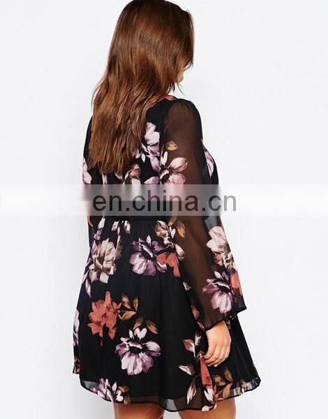 New look inspire flutter sleeve dress women plus size chiffon cloting