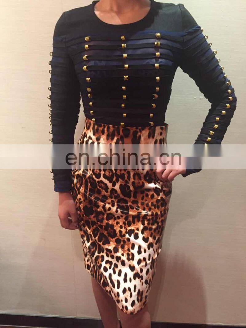 Amigo 2017 new design Black long sleeve O neck sexy mesh see through beaded crop top for big boobs women