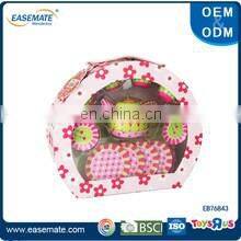 Newest preschool play pink flower kids tea set with bag