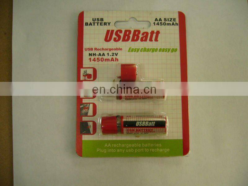 USBCELL AA Rechargable Battery 2 Cell Pack