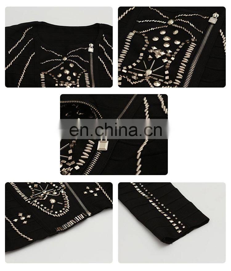 Sexy lady punk bandage top and shorts suit fashion long sleeve bandage jacket for women
