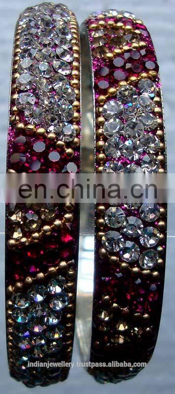 Crystal rhinestone jewelry handmade brass bangle manufacturer, rhinestone jewellery bangle exporter