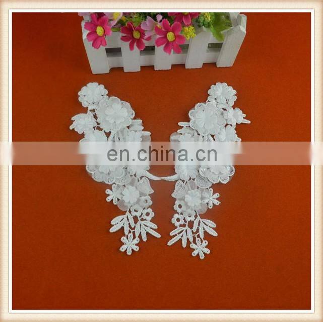 Hot sale wholesale artificial flower lace design neck patches white neck collar for garment