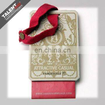 custom private design fashion garment hang tag for lady