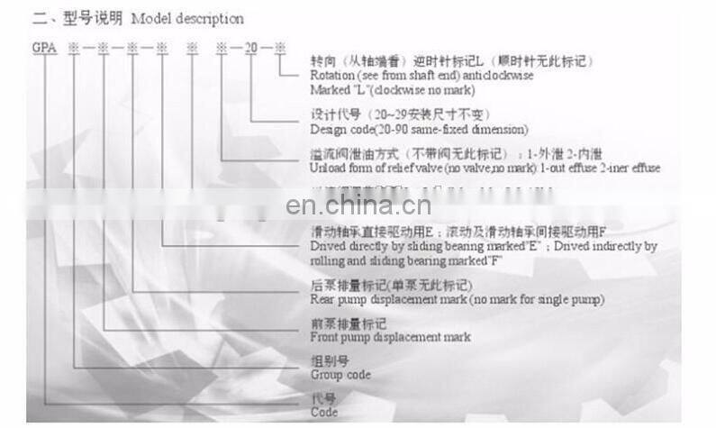 internal hydraulic gear pump GPA1-4-E20-R6.3 , GPA1-1-E-20-R6.3 , GPA1-2-E-20-R6.3