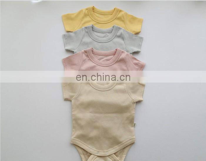 Wholesale Infants & Toddler Solid Color Clothes Baby Spring Autumn Short Sleeve Rib Cotton Romper